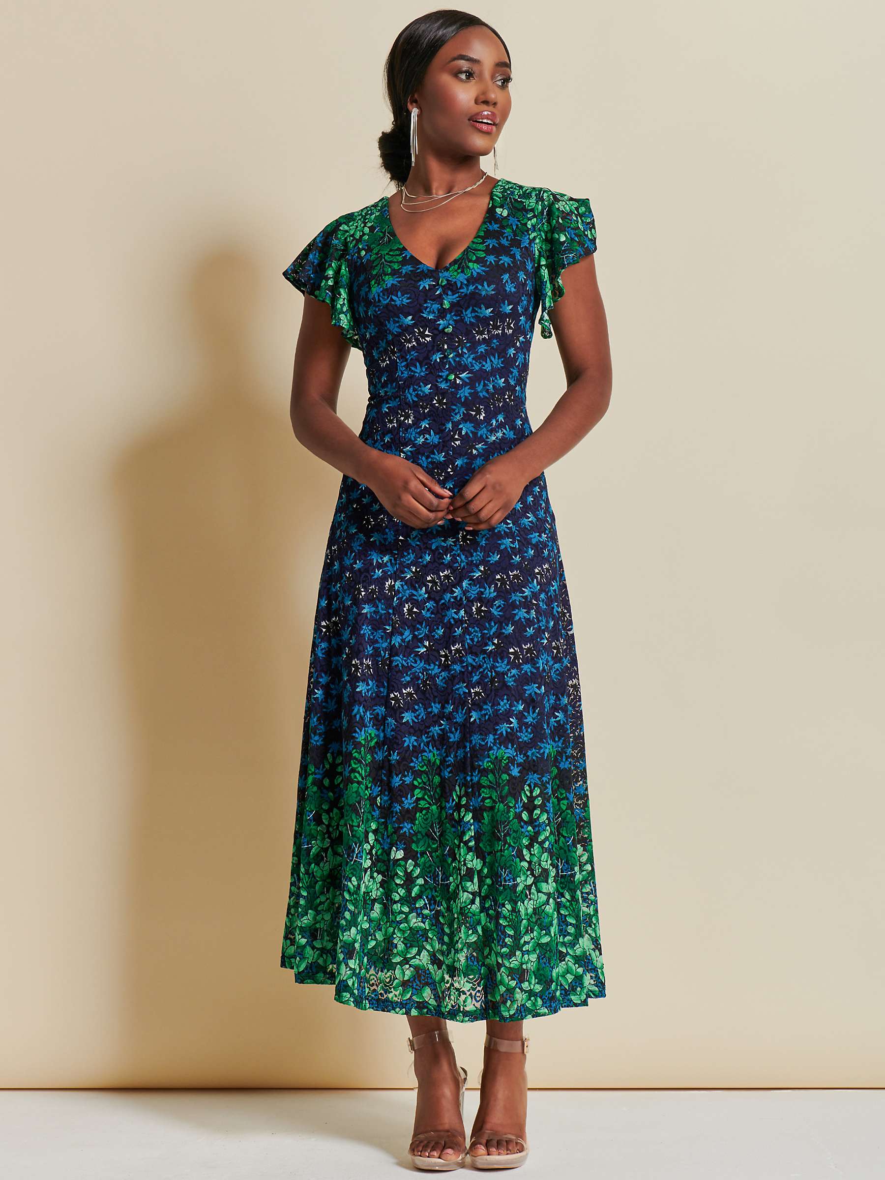 Buy Jolie Moi Floral Mirrored Lace Maxi Dress, Green/Multi Online at johnlewis.com