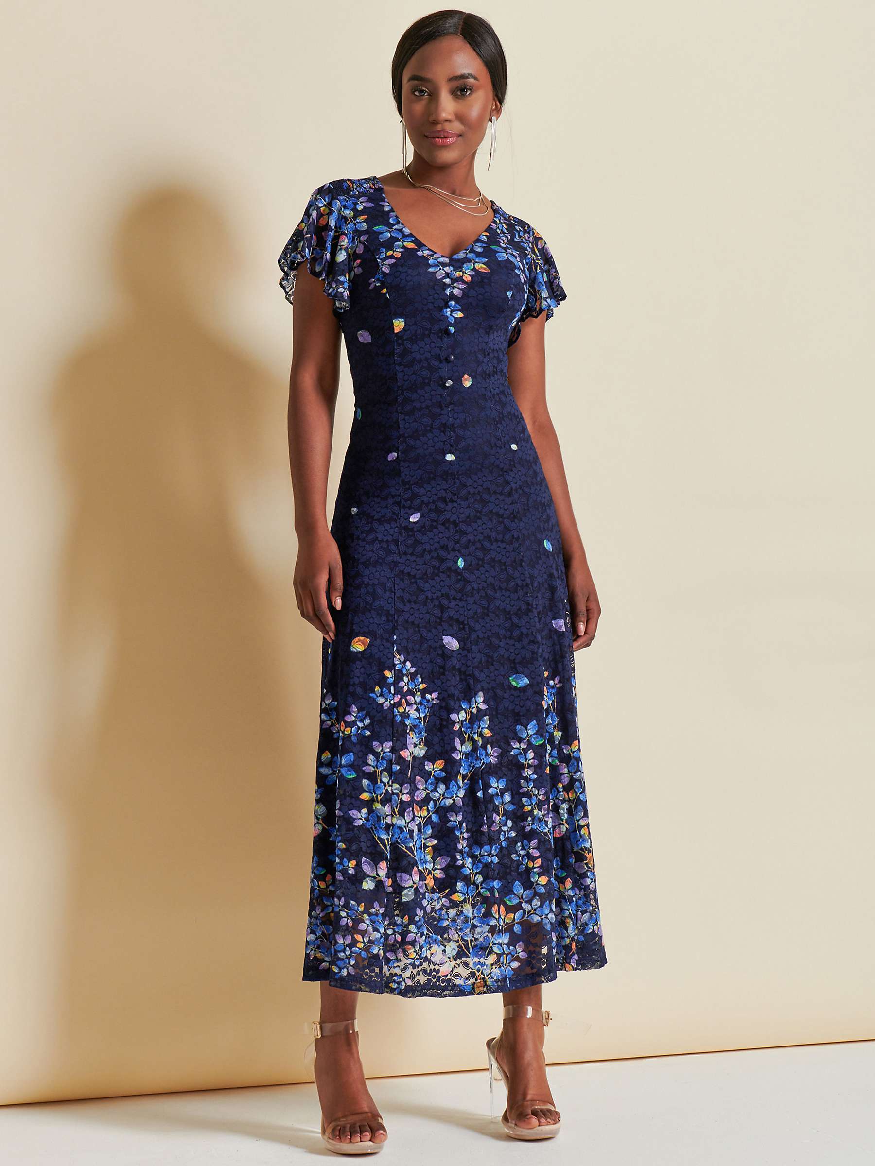 Buy Jolie Moi Floral Mirrored Lace Maxi Dress, Blue/Multi Online at johnlewis.com