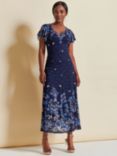 Jolie Moi Floral Mirrored Lace Maxi Dress, Blue/Multi