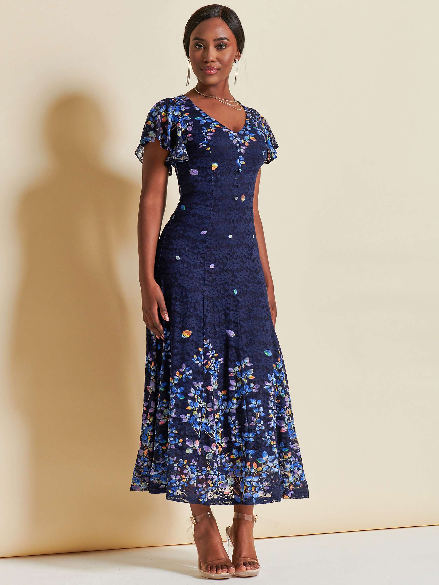 Buy Jolie Moi Floral Mirrored Lace Maxi Dress, Blue/Multi Online at johnlewis.com