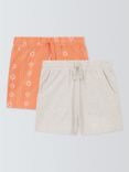 John Lewis Kids' Floral/Plain Jersey Shorts, Pack of 2, Multi