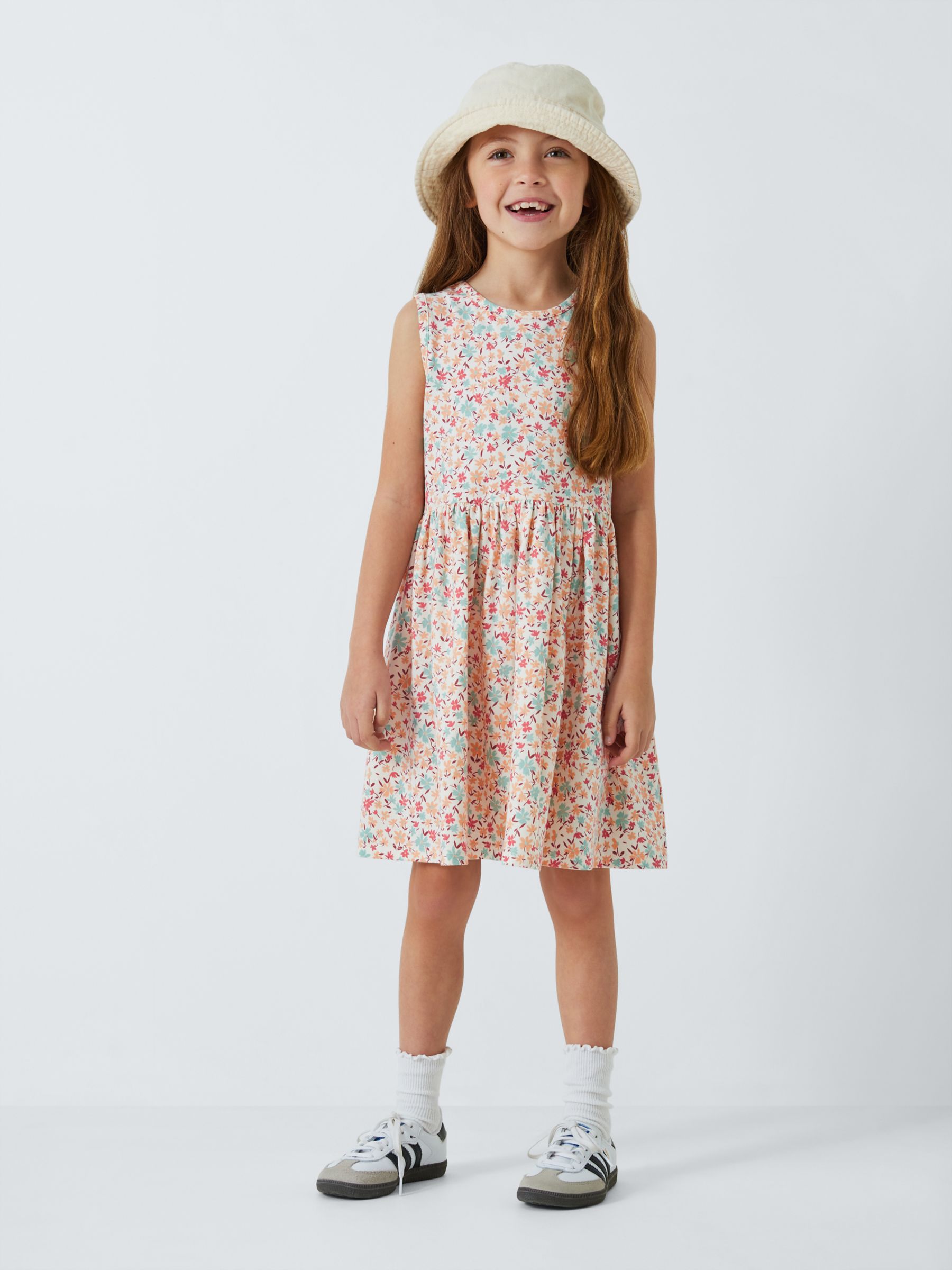 John Lewis Kids' Floral Sleeveless Smock Dress, Multi, 7 years