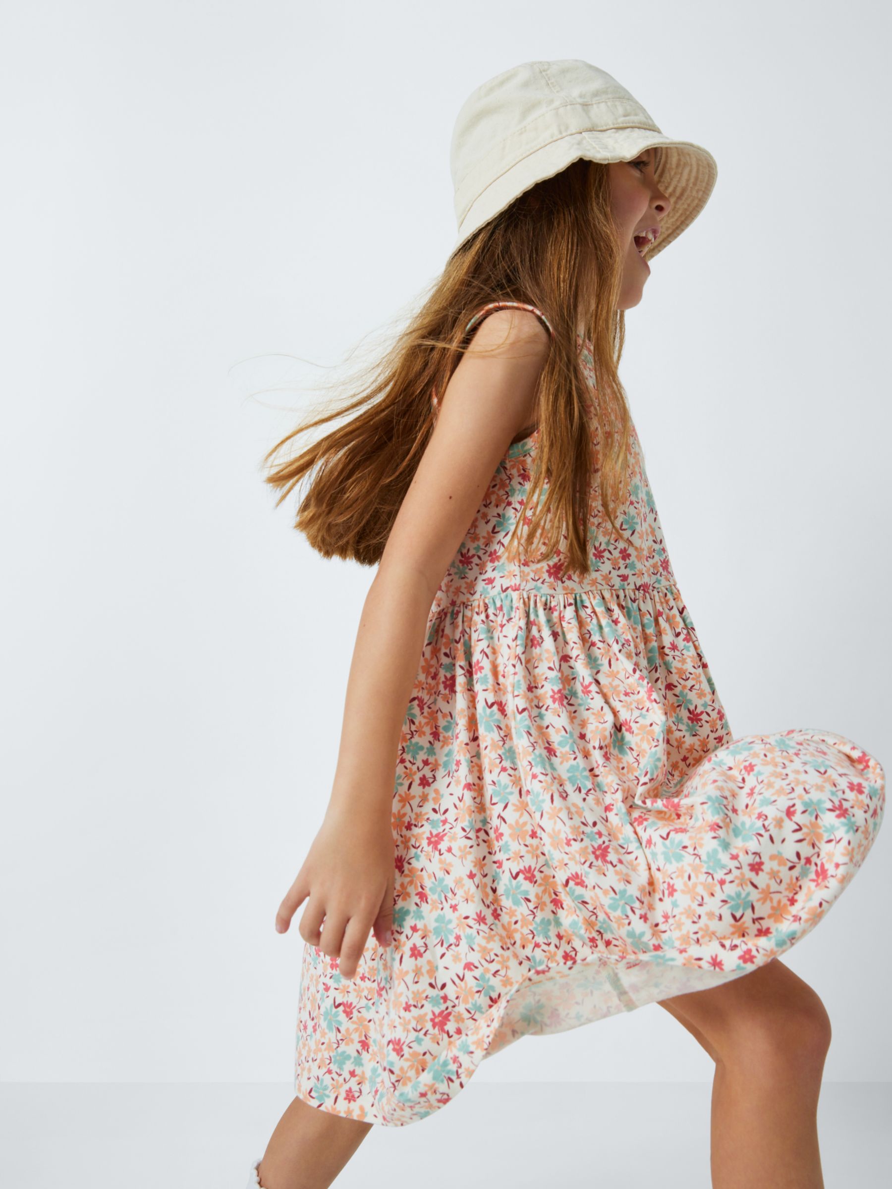 Buy John Lewis Kids' Floral Sleeveless Smock Dress, Multi Online at johnlewis.com