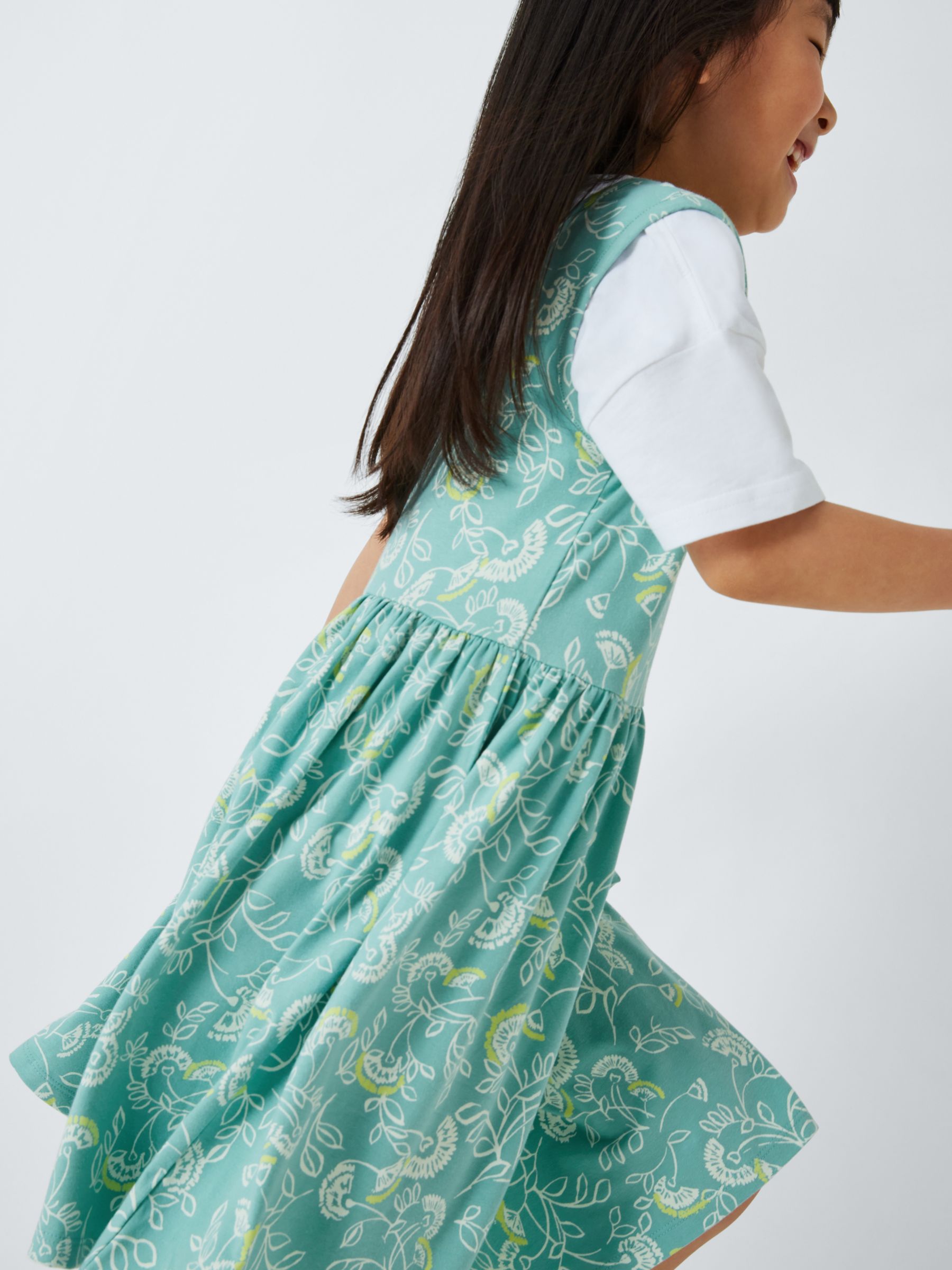 Buy John Lewis Kids' Dandelion Floral Sleeveless Smock Dress, Light Blue Online at johnlewis.com