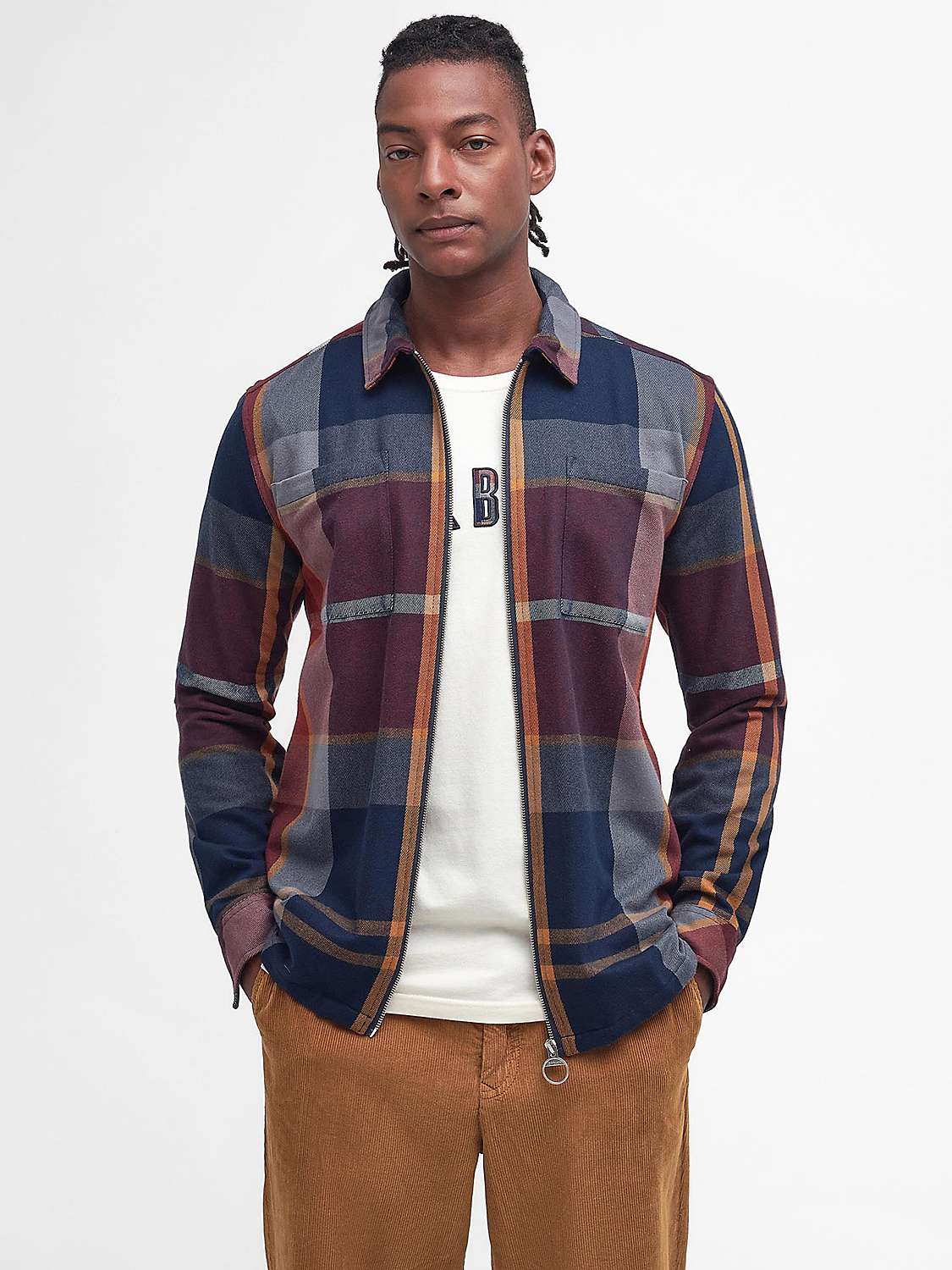 Buy Barbour Lannich Overshirt, Red/Multi Online at johnlewis.com