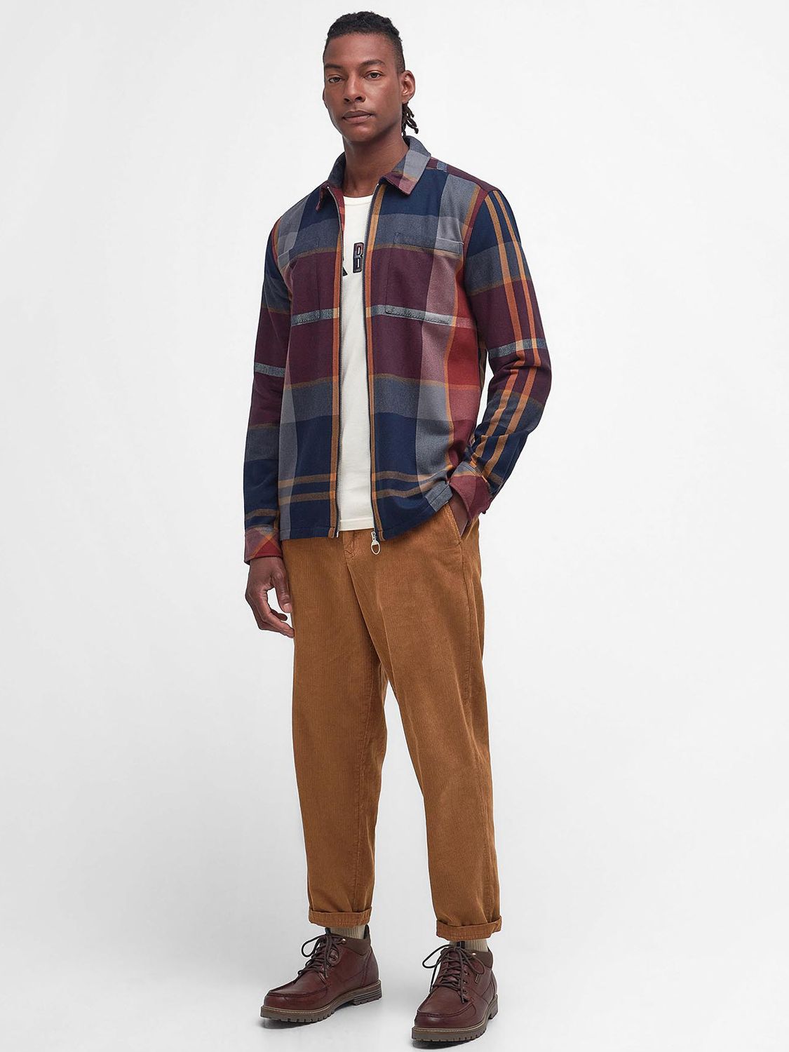 Barbour Lannich Overshirt, Red/Multi at John Lewis & Partners