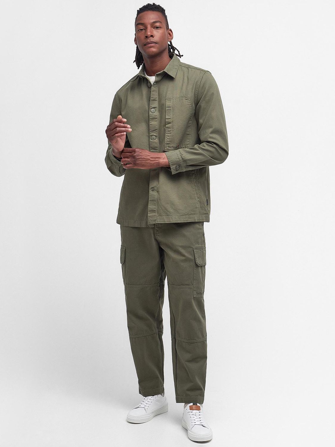 Barbour Robhill Cotton Overshirt, Dusty Olive at John Lewis & Partners