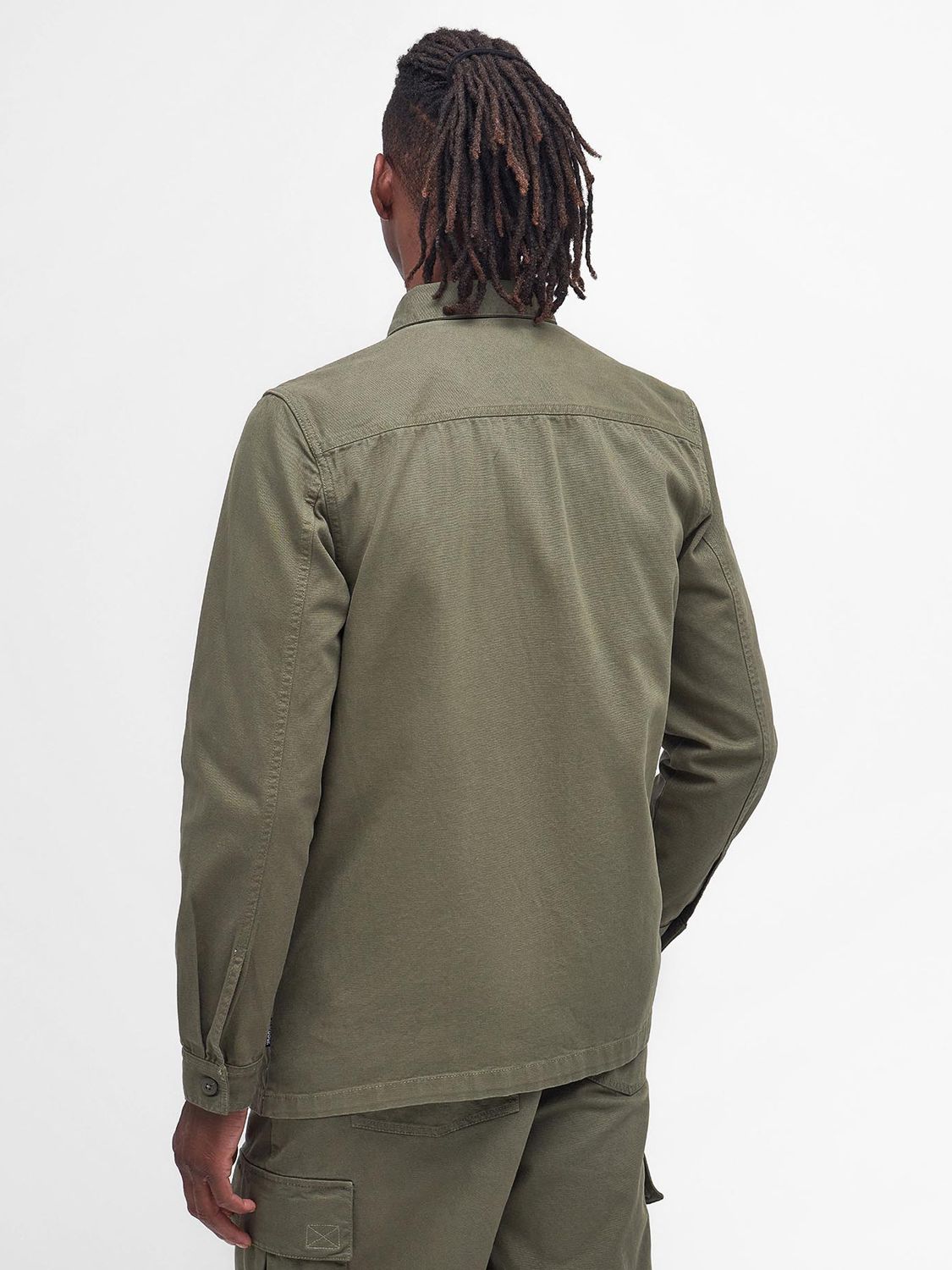 Barbour Robhill Cotton Overshirt, Dusty Olive at John Lewis & Partners