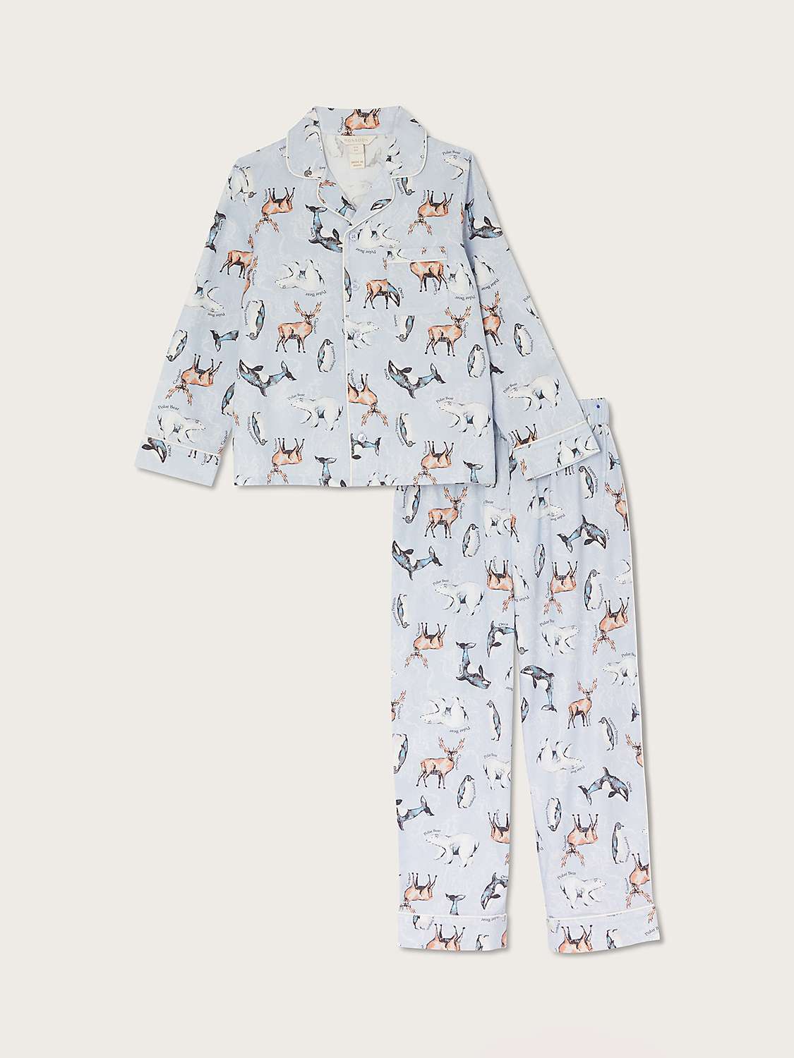 Buy Monsoon Kids' WWF Artic Print Pyjamas, Pale Blue Online at johnlewis.com