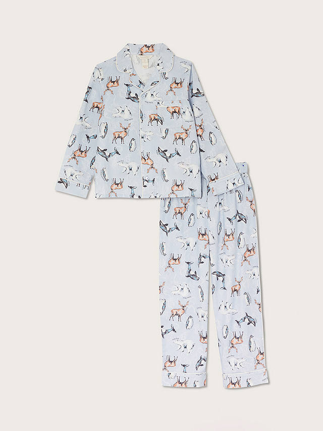 Monsoon Kids' WWF Artic Print Pyjamas, Pale Blue