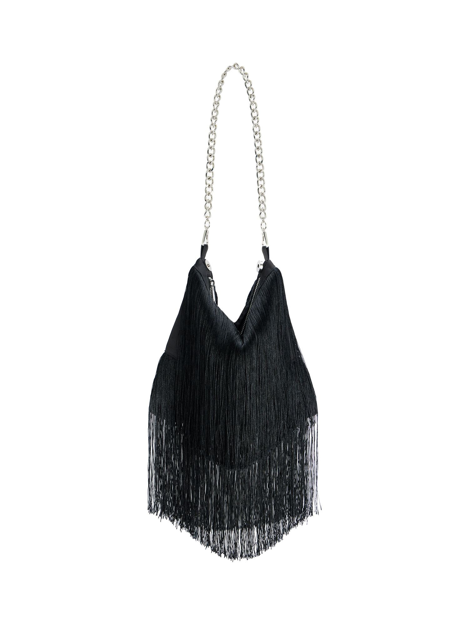 Mint Velvet Tassel Shoulder Bag, Black at John Lewis & Partners