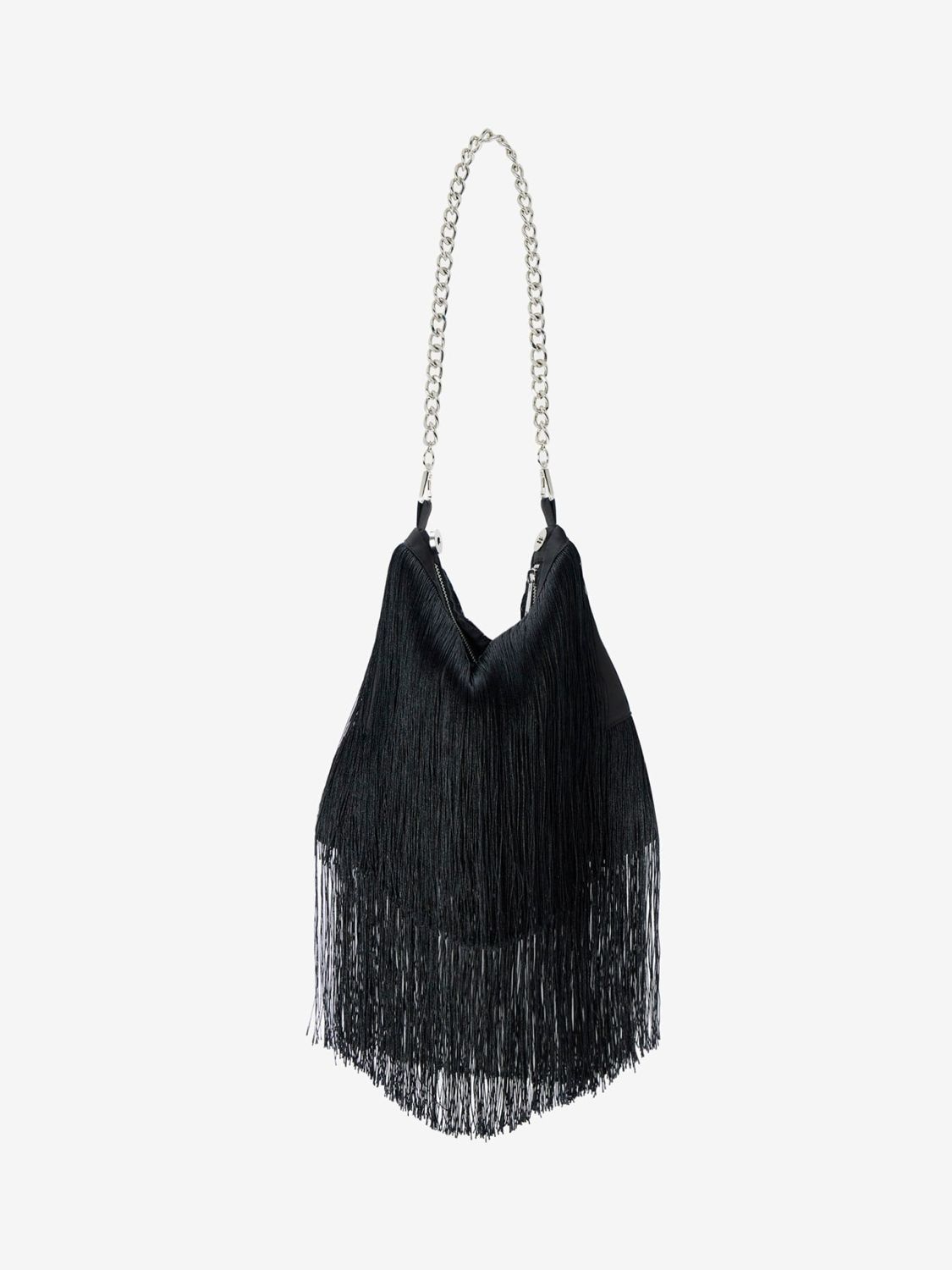 Mint Velvet Tassel Shoulder Bag, Black at John Lewis & Partners