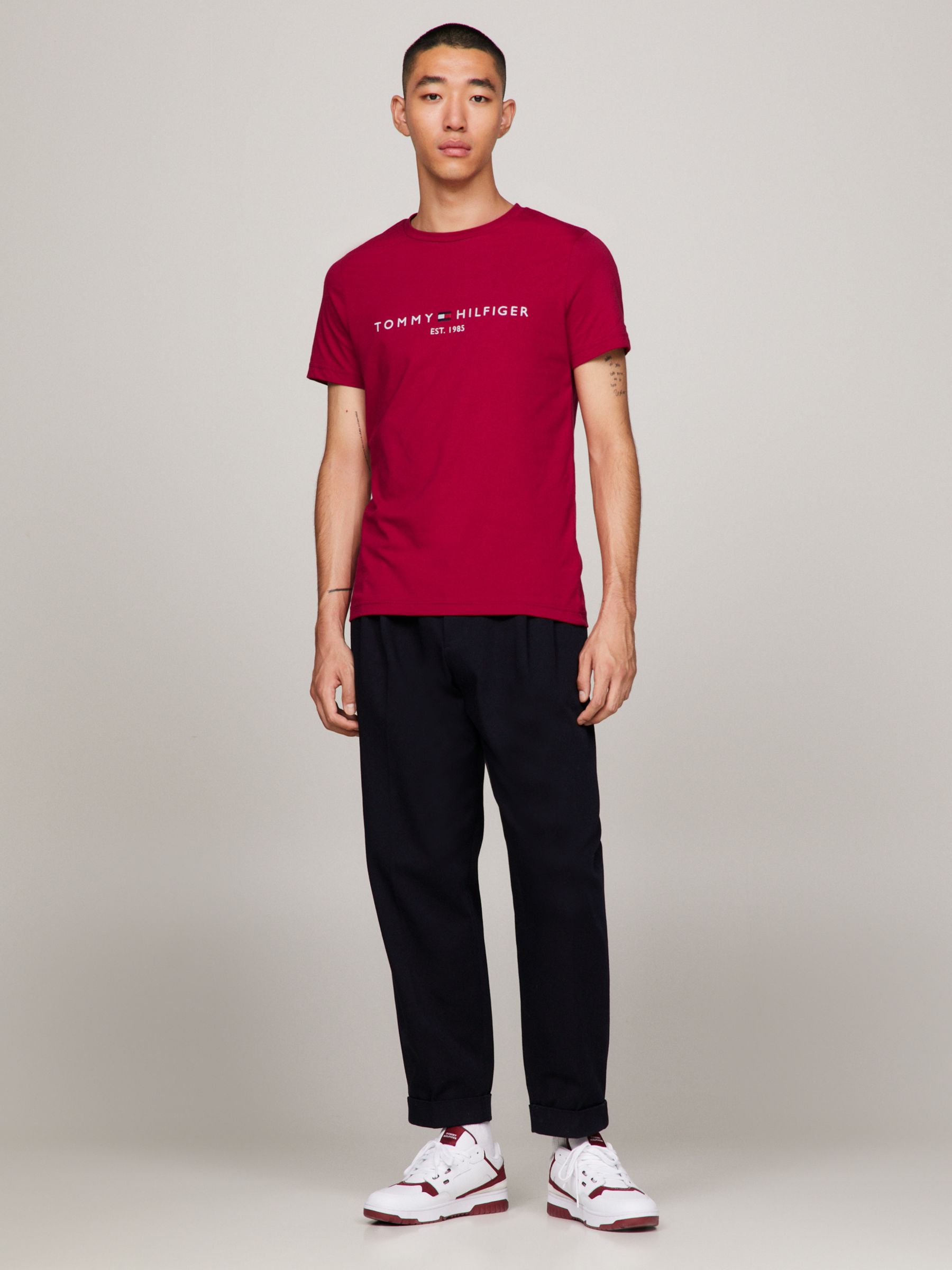 Tommy Hilfiger Tommy Logo T-Shirt, Royal Berry at John Lewis & Partners