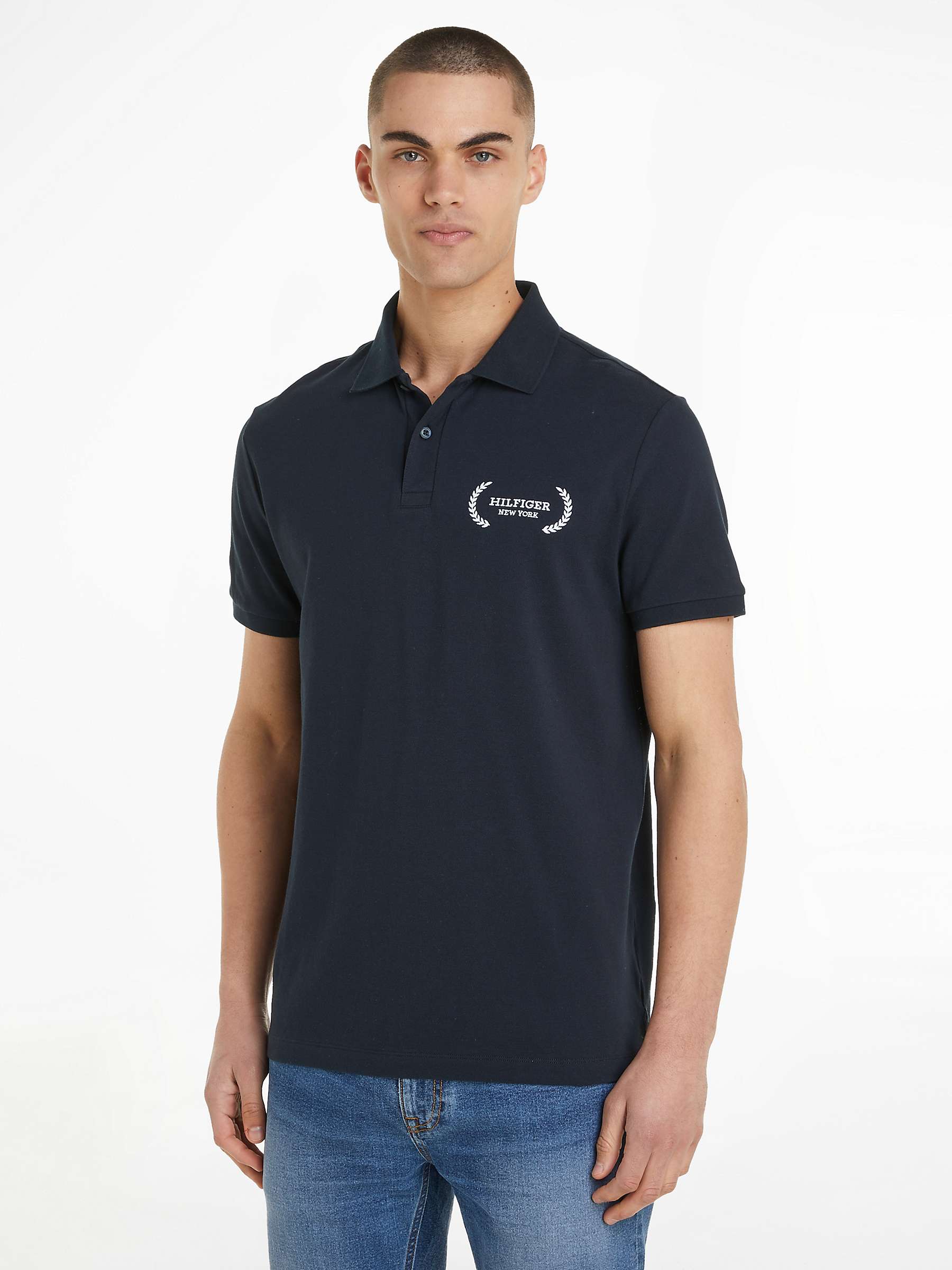 Buy Tommy Hilfiger Monotype Short Sleeve Polo Top, Desert Sky Online at johnlewis.com