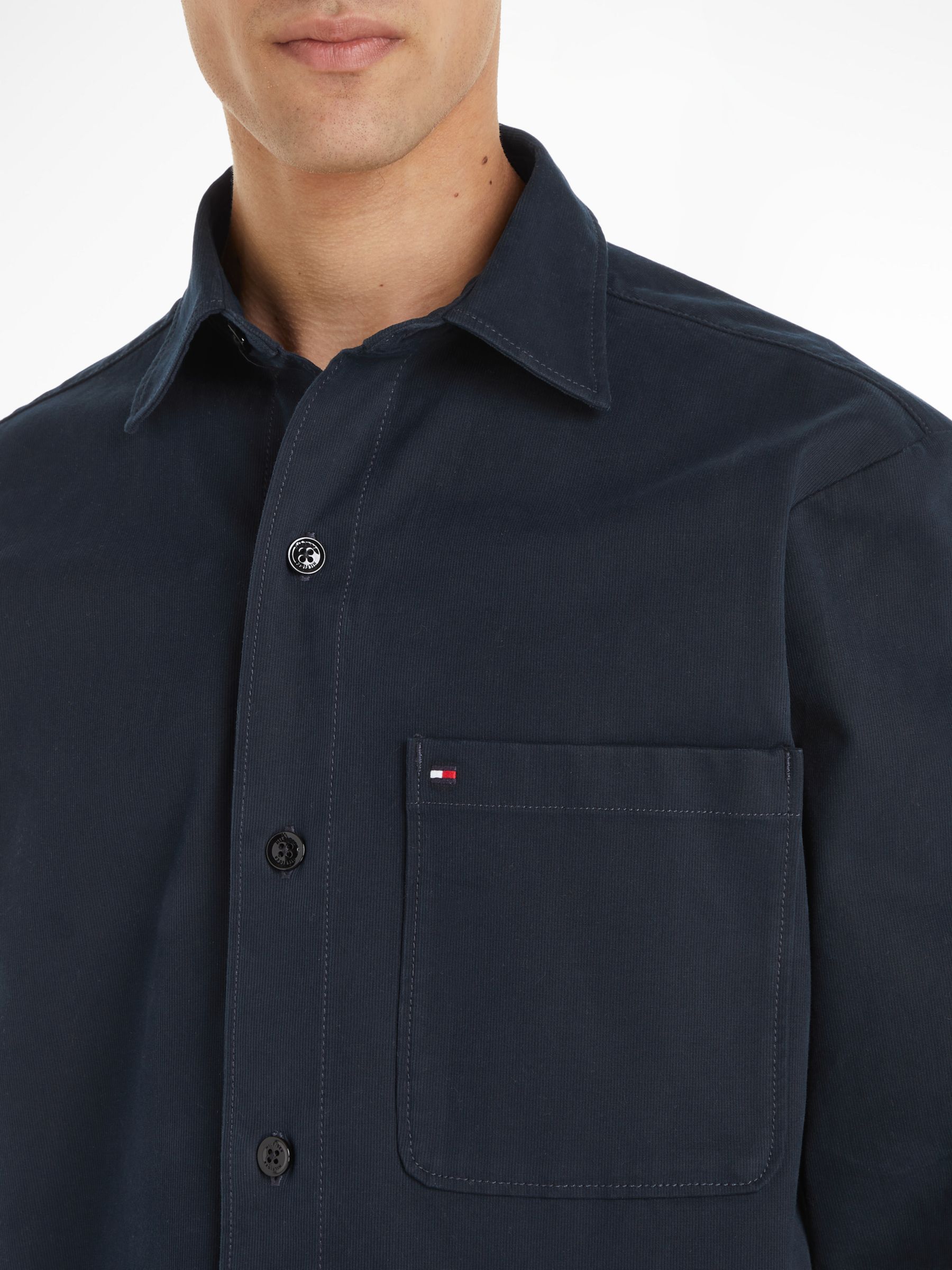 Buy Tommy Hilfiger Solid Bedford Overshirt, Navy Online at johnlewis.com