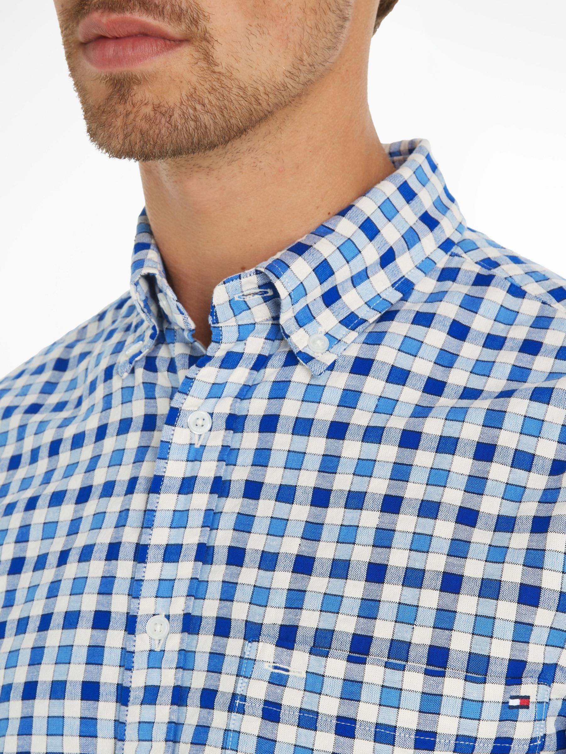 Tommy Hilfiger Oxford Gingham Long Sleeve Shirt, Blue/Multi, XS