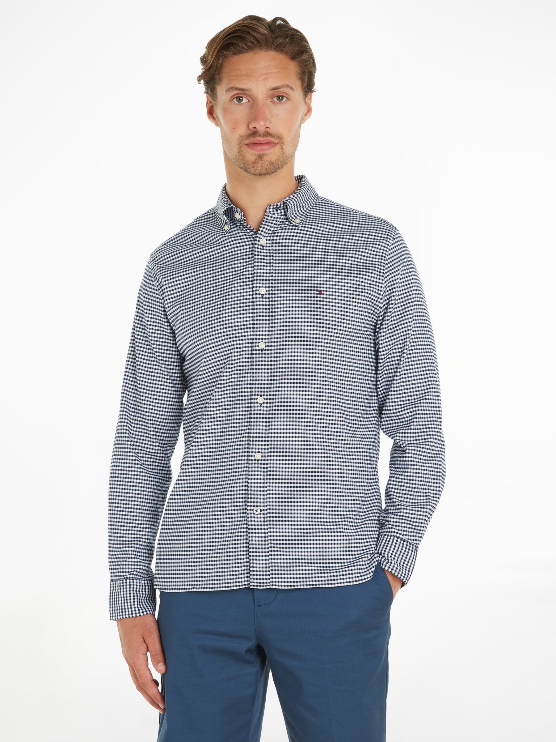 Tommy Hilfiger Core Flex Poplin Regular Fit Shirt, Calm Blue at John Lewis  & Partners