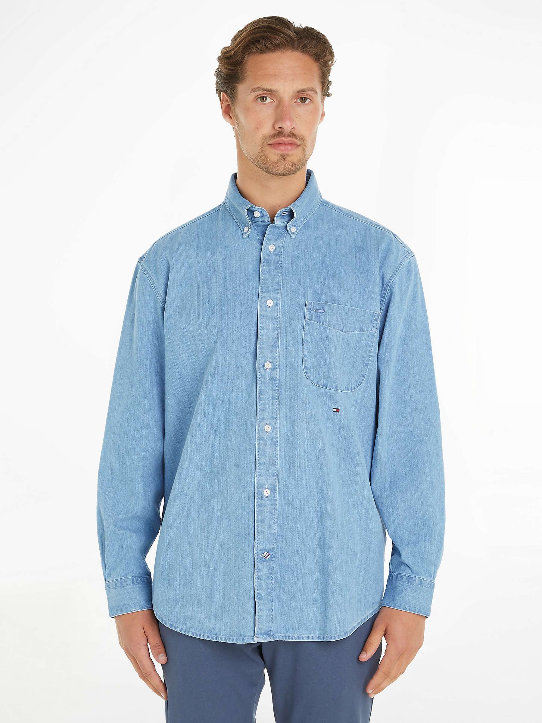 Buy Tommy Hilfiger Natural Soft Denim Shirt, Light Blue Online at johnlewis.com