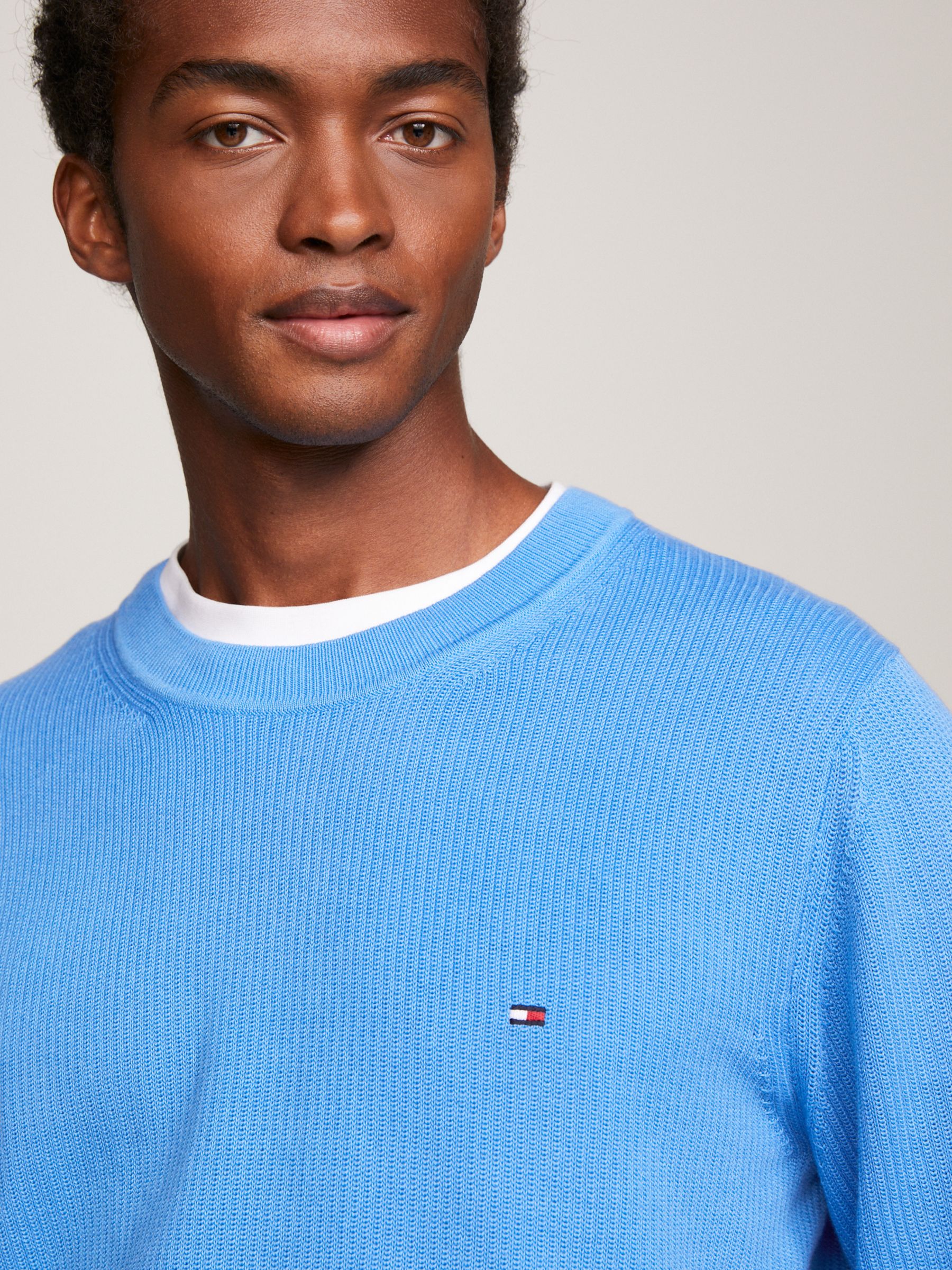Tommy Hilfiger Chain Ridge Structure Jumper, Blue at John Lewis & Partners