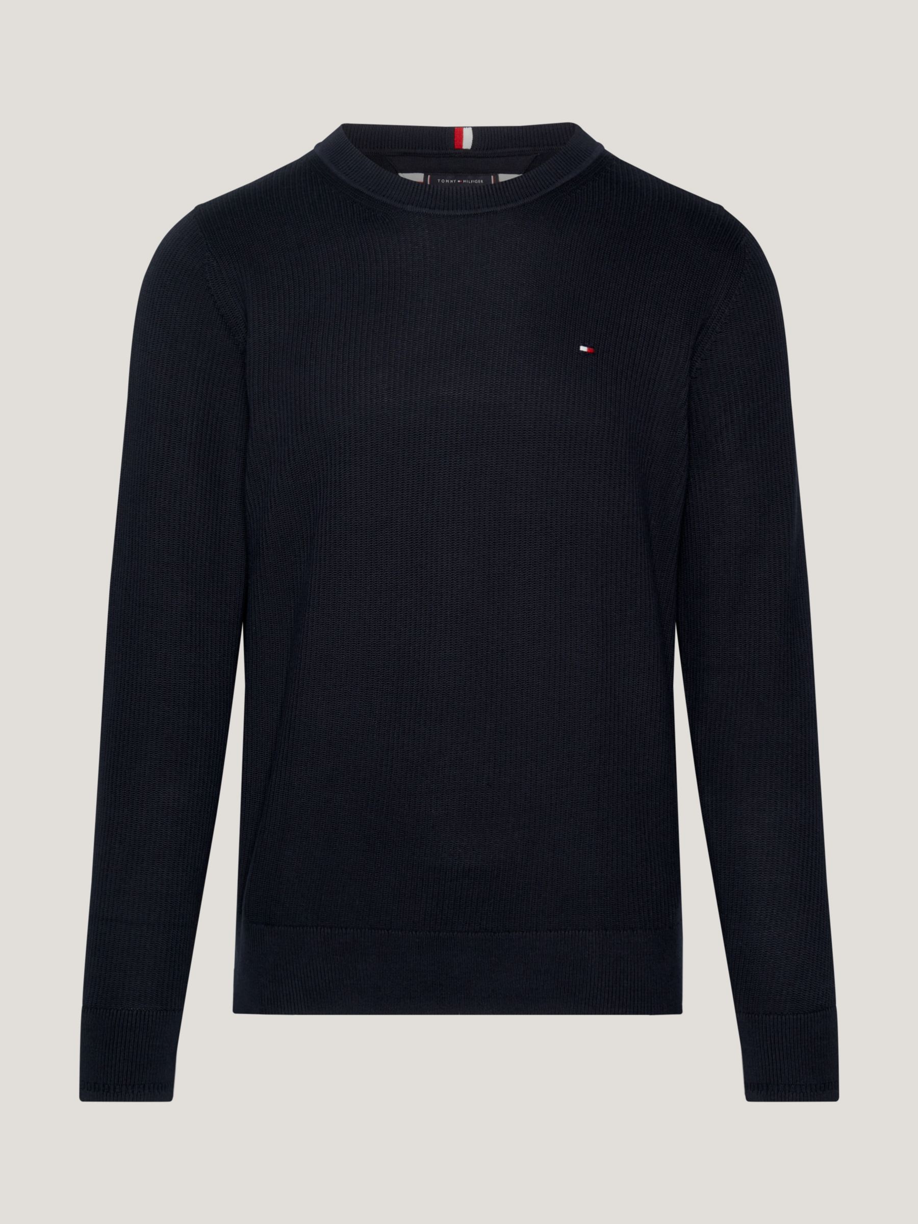 Tommy Hilfiger Chain Ridge Structure Jumper, Navy at John Lewis & Partners