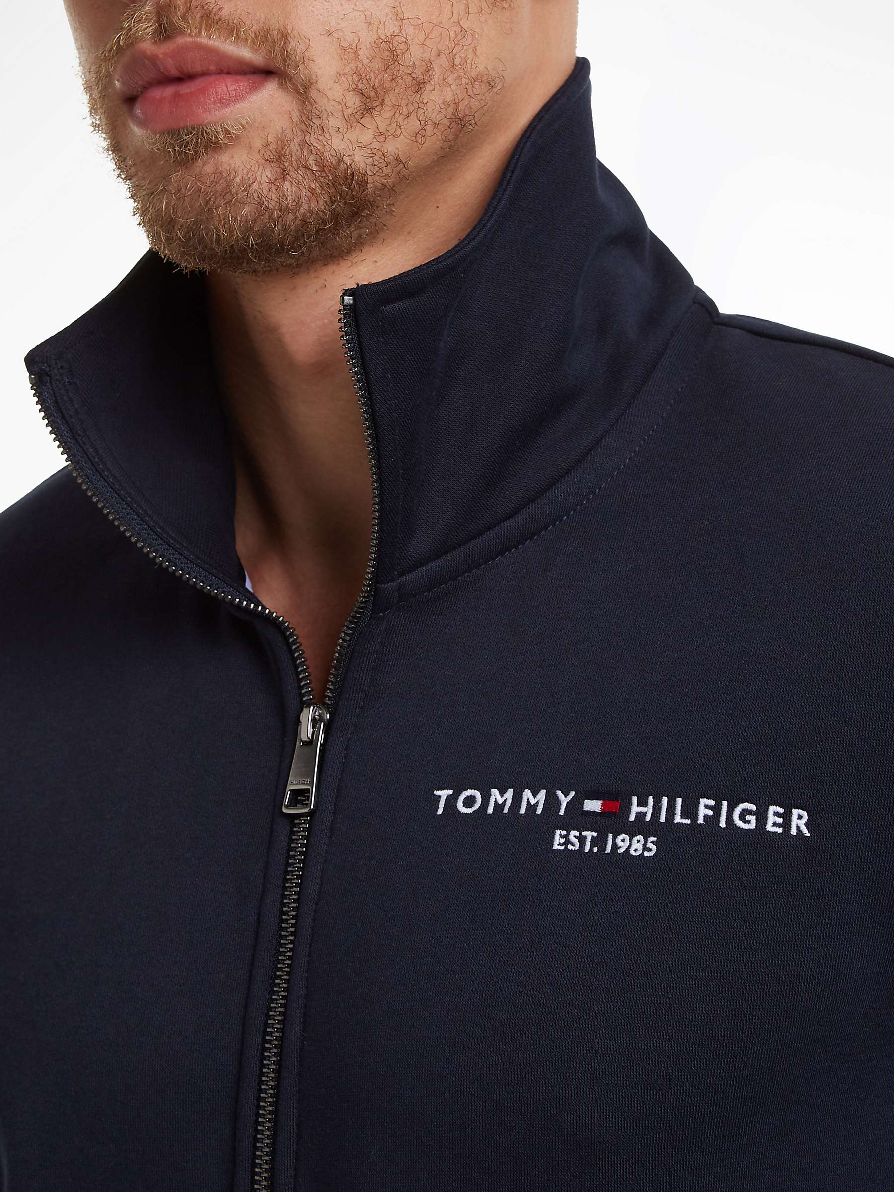 Buy Tommy Hilfiger Logo Zip Through Sweatshirt, Desert Sky Online at johnlewis.com