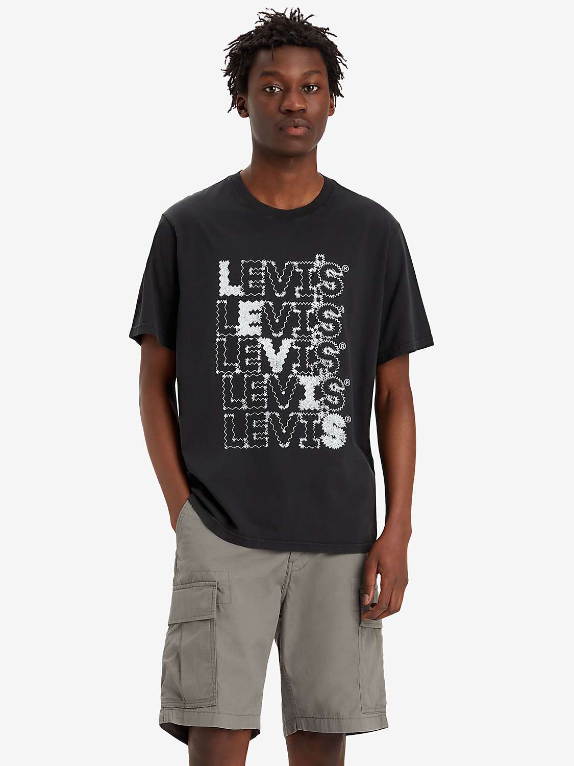 Buy Levi's Short Sleeve Relaxed Fit T-Shirt, Black/Multi Online at johnlewis.com