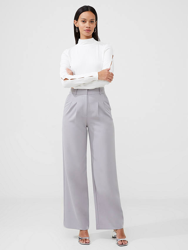 French Connection Echo Wide Leg Crepe Trousers, Alloy               
