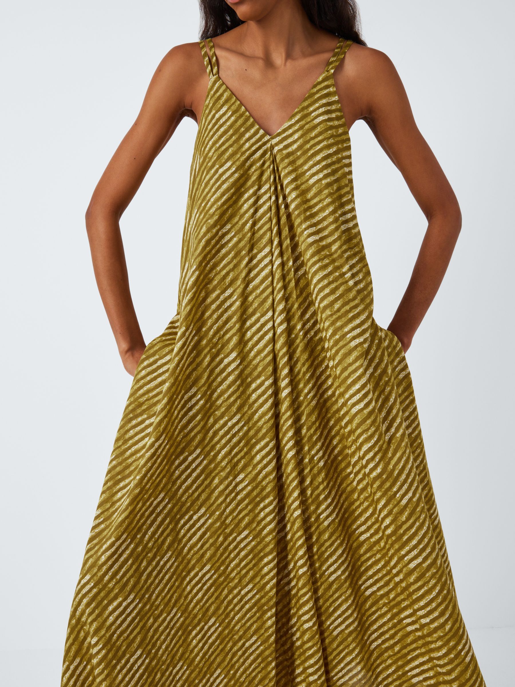 John Lewis Riveria Stripe Dress, Yellow, 10