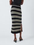 John Lewis Knitted Stripe Pointelle Skirt, Black/Multi, Black/Multi