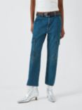 7 For All Mankind Cargo Logan High Waist Straight Cropped Jeans, Blue Bell