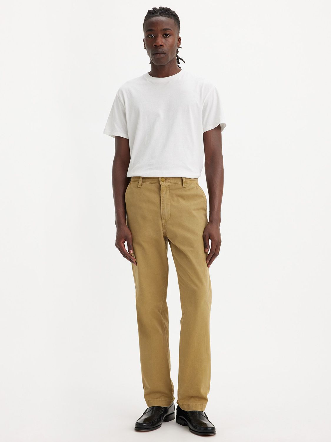 Levi's Chino Authentic Straight Trousers, Khaki at John Lewis & Partners