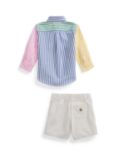 Ralph Lauren Baby Long Sleeve Stripe Shirt & Chino Shorts Set, Deckwash White/Multi