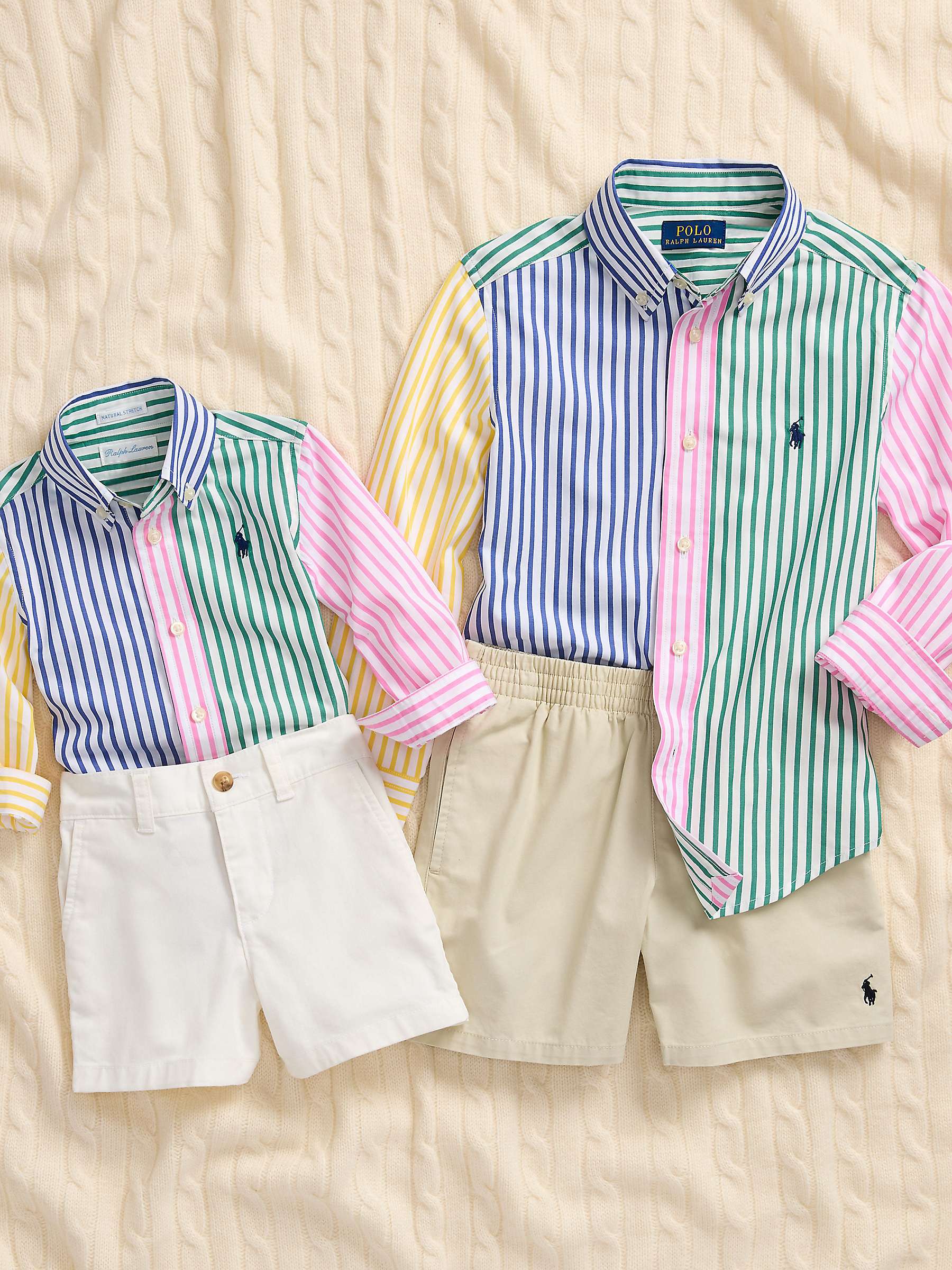 Buy Ralph Lauren Baby Long Sleeve Stripe Shirt & Chino Shorts Set, Deckwash White/Multi Online at johnlewis.com