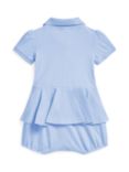 Ralph Lauren Baby Signature Polo Stretch Mesh Peplum Shortall, Blue Hyacinth, Blue Hyacinth