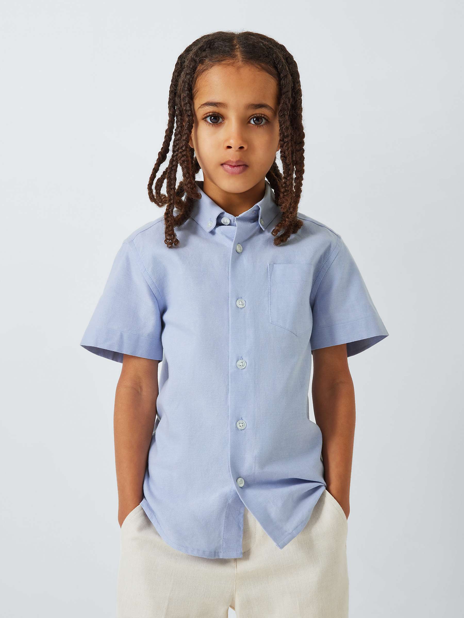 Buy John Lewis Heirloom Collection Kids' Oxford Short Sleeve Shirt, Blue Online at johnlewis.com