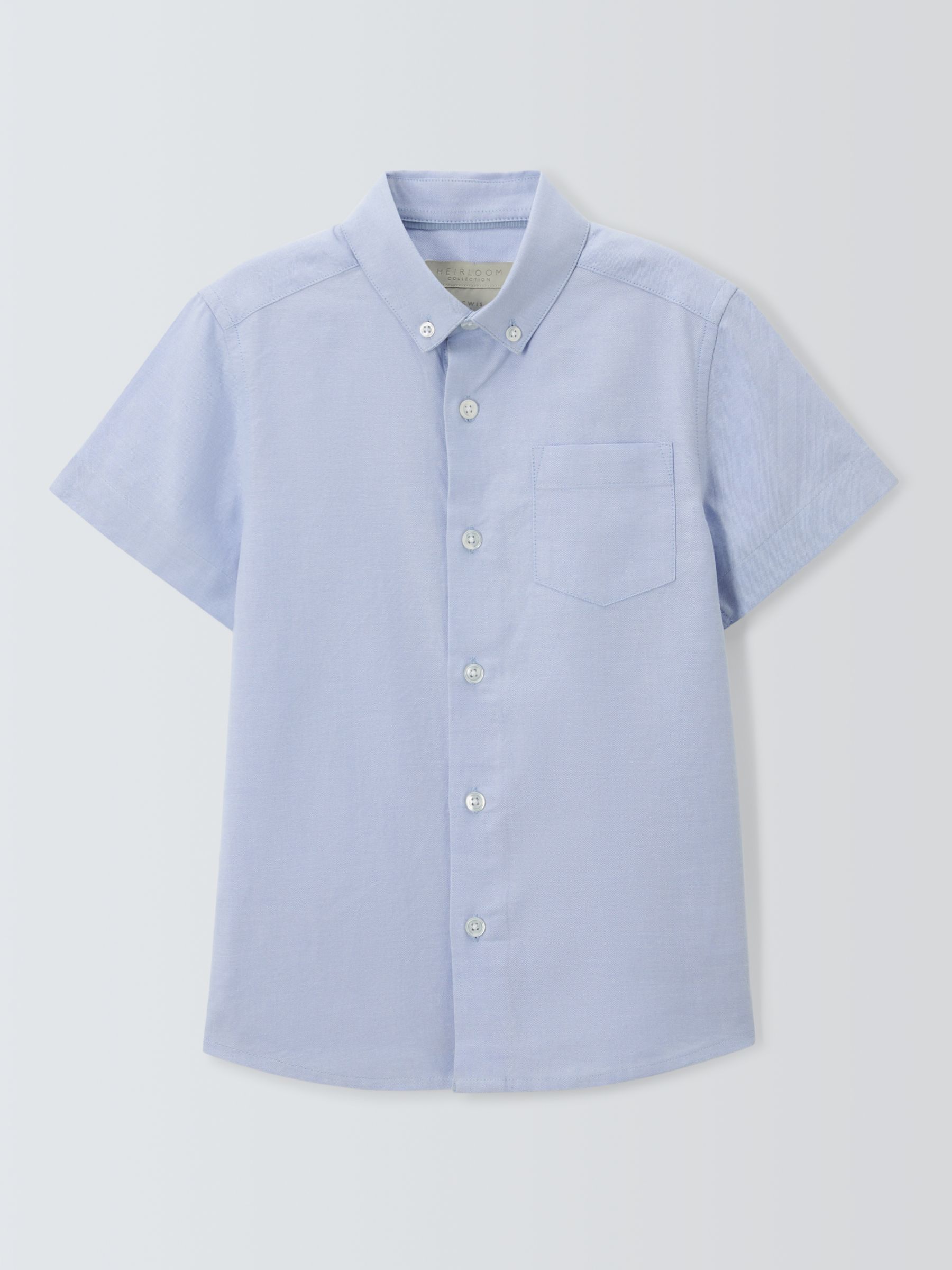 John Lewis Heirloom Collection Kids' Oxford Short Sleeve Shirt, Blue, 11 years