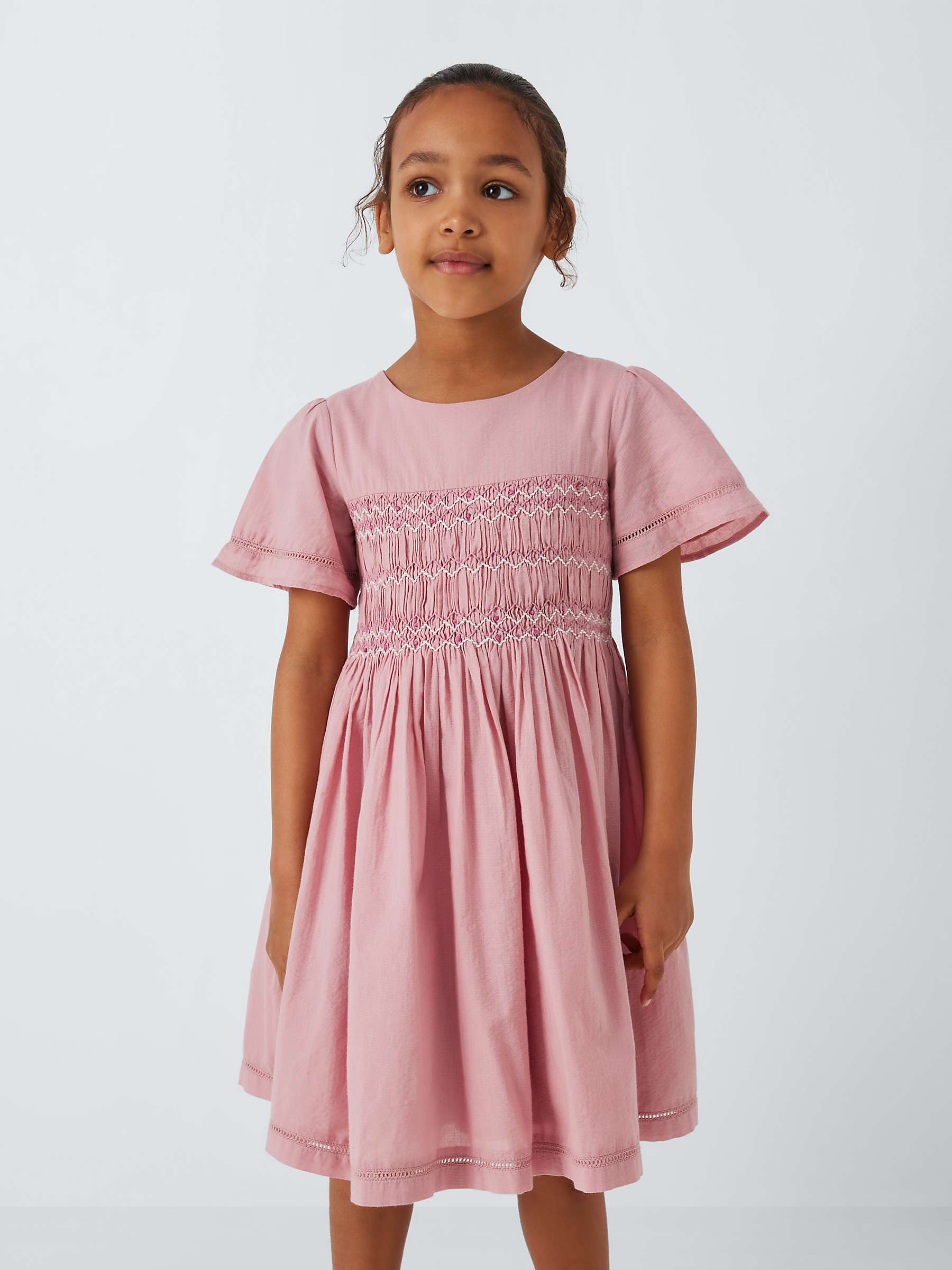 Buy John Lewis Heirloom Collection Kids' Smocked Dress, Pink Online at johnlewis.com