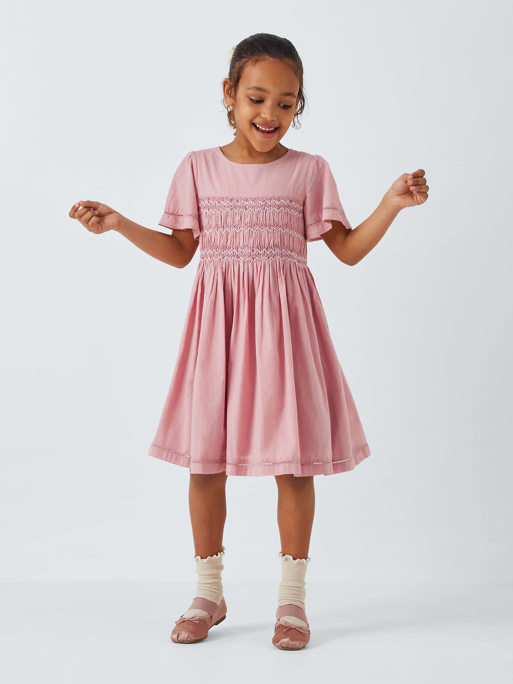 Buy John Lewis Heirloom Collection Kids' Smocked Dress, Pink Online at johnlewis.com