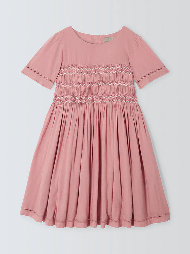 John Lewis Heirloom Collection Kids' Smocked Dress, Pink