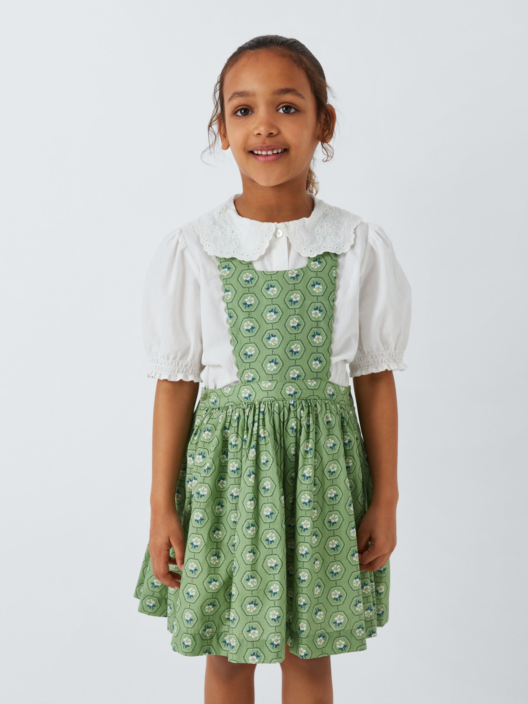 John Lewis Heirloom Collection Floral Pinafore Dress & Top Set, Multi, 7 years