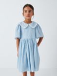 John Lewis Heirloom Collection Embroidered Oversized Collar Dress, Blue