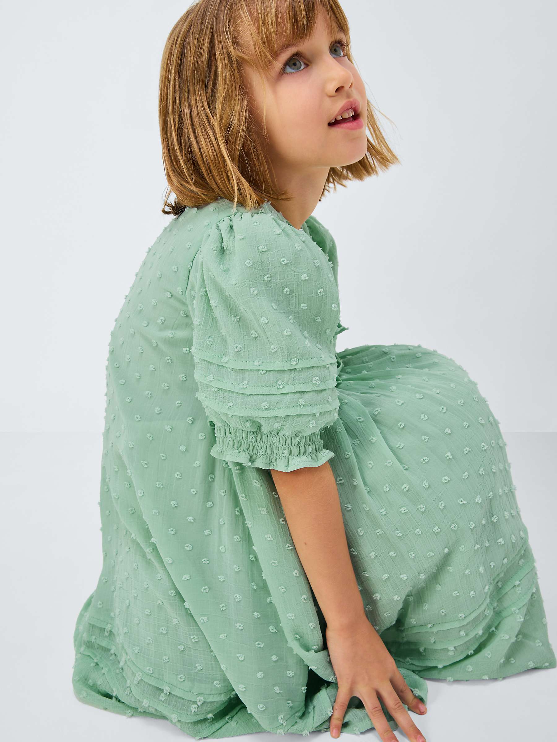 Buy John Lewis Heirloom Collection Kids' Chiffon Dobby Dress, Green Online at johnlewis.com