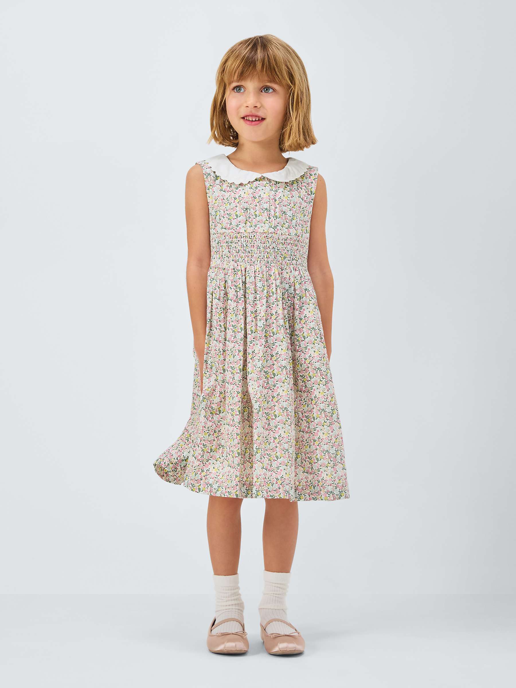 Buy John Lewis Heirloom Collection Kids' Linen Blend Floral Ditsy Dress, Cream/Multi Online at johnlewis.com