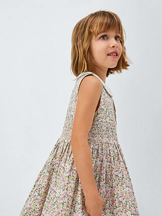 John Lewis Heirloom Collection Kids' Linen Blend Floral Ditsy Dress, Cream/Multi