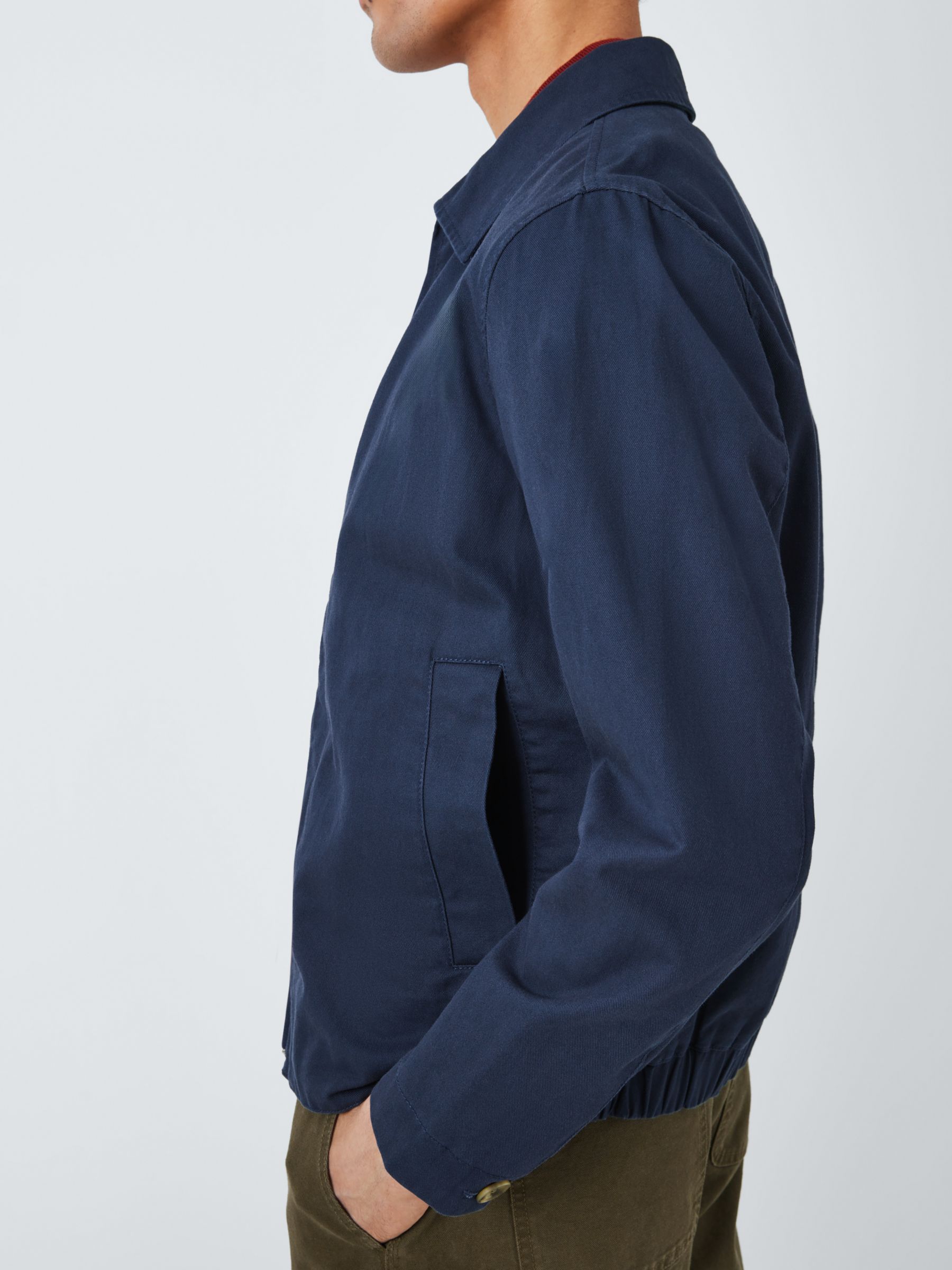 John Lewis Men's Cotton Linen Zip Jacket, Navy, M