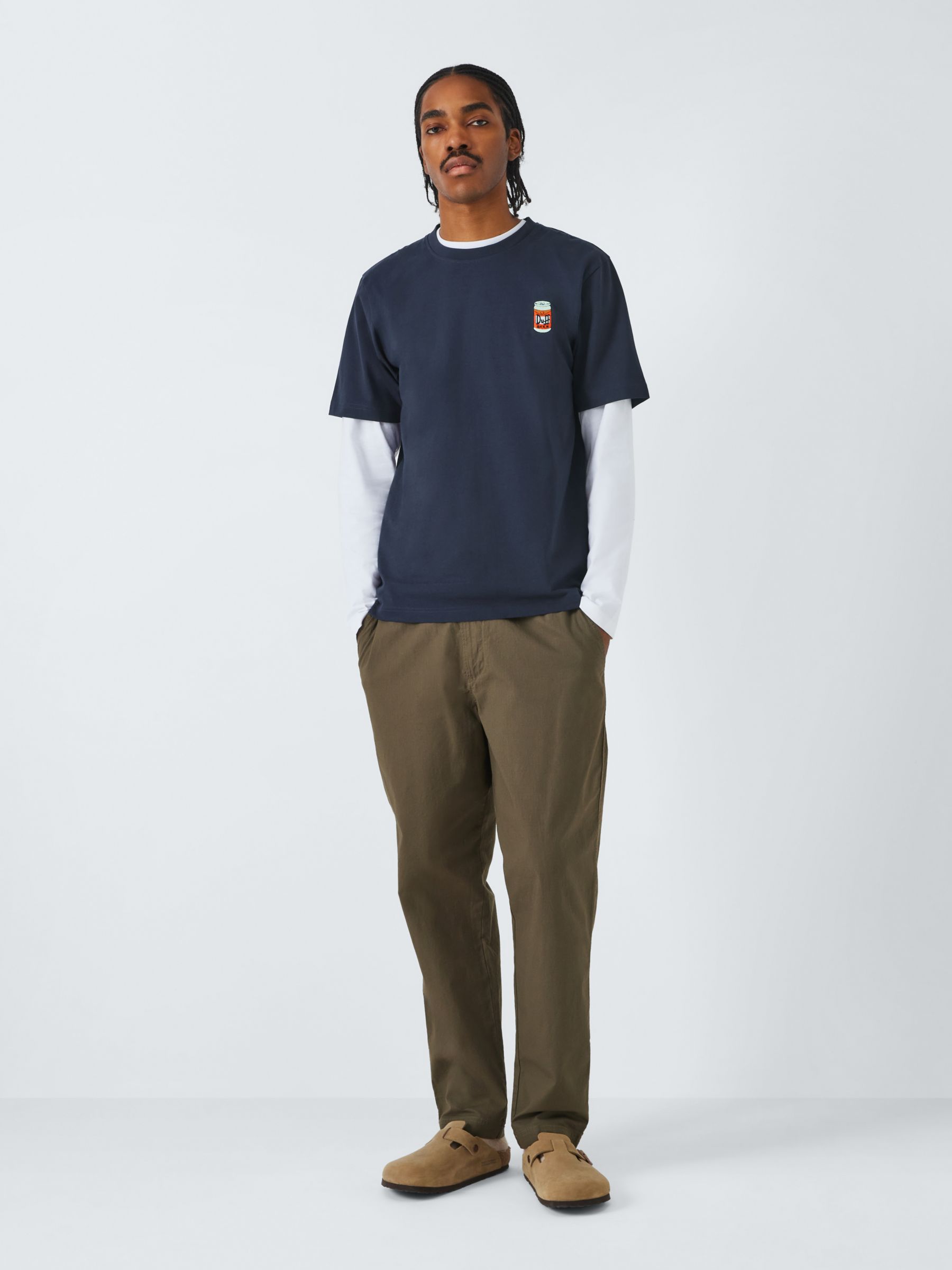 Buy John Lewis ANYDAY X The Simpsons Duff Beer Short Sleeve T-Shirt, Navy Online at johnlewis.com