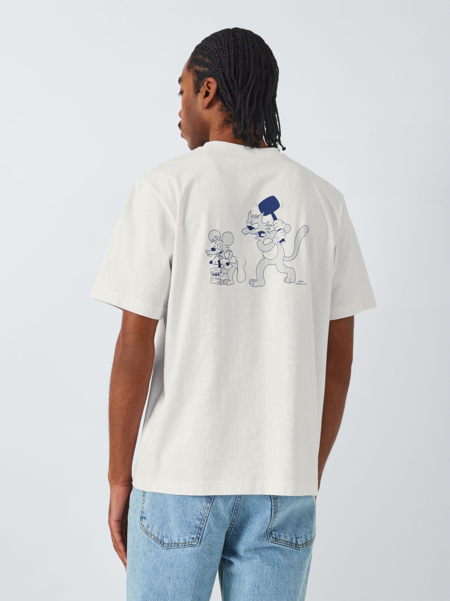John Lewis ANYDAY X The Simpsons Itchy & Scratchy T-Shirt, Ecru, L