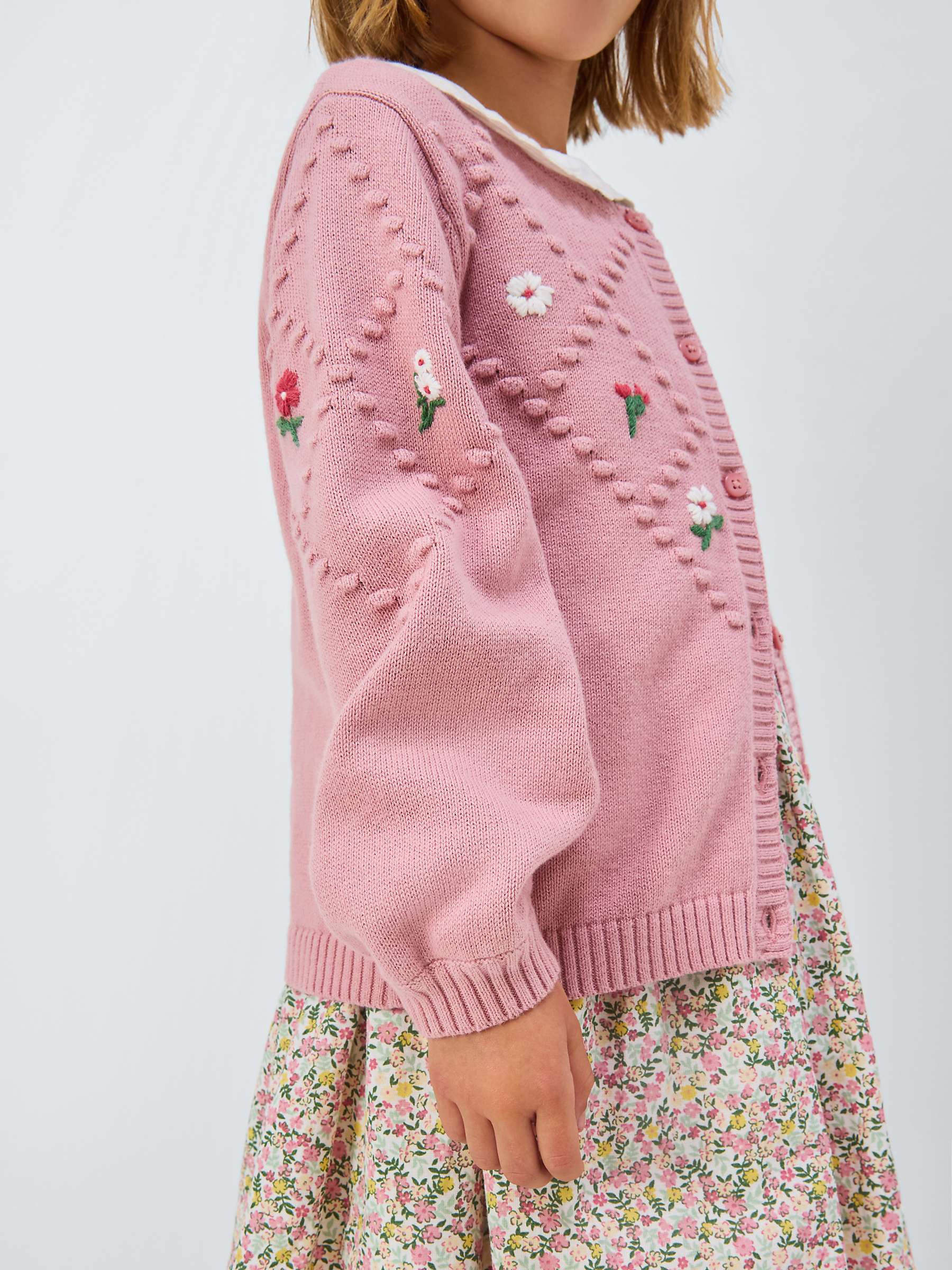 Buy John Lewis Heirloom Collection Kids' Cashmere Blend Bobble Knit Cardigan, Pink Online at johnlewis.com
