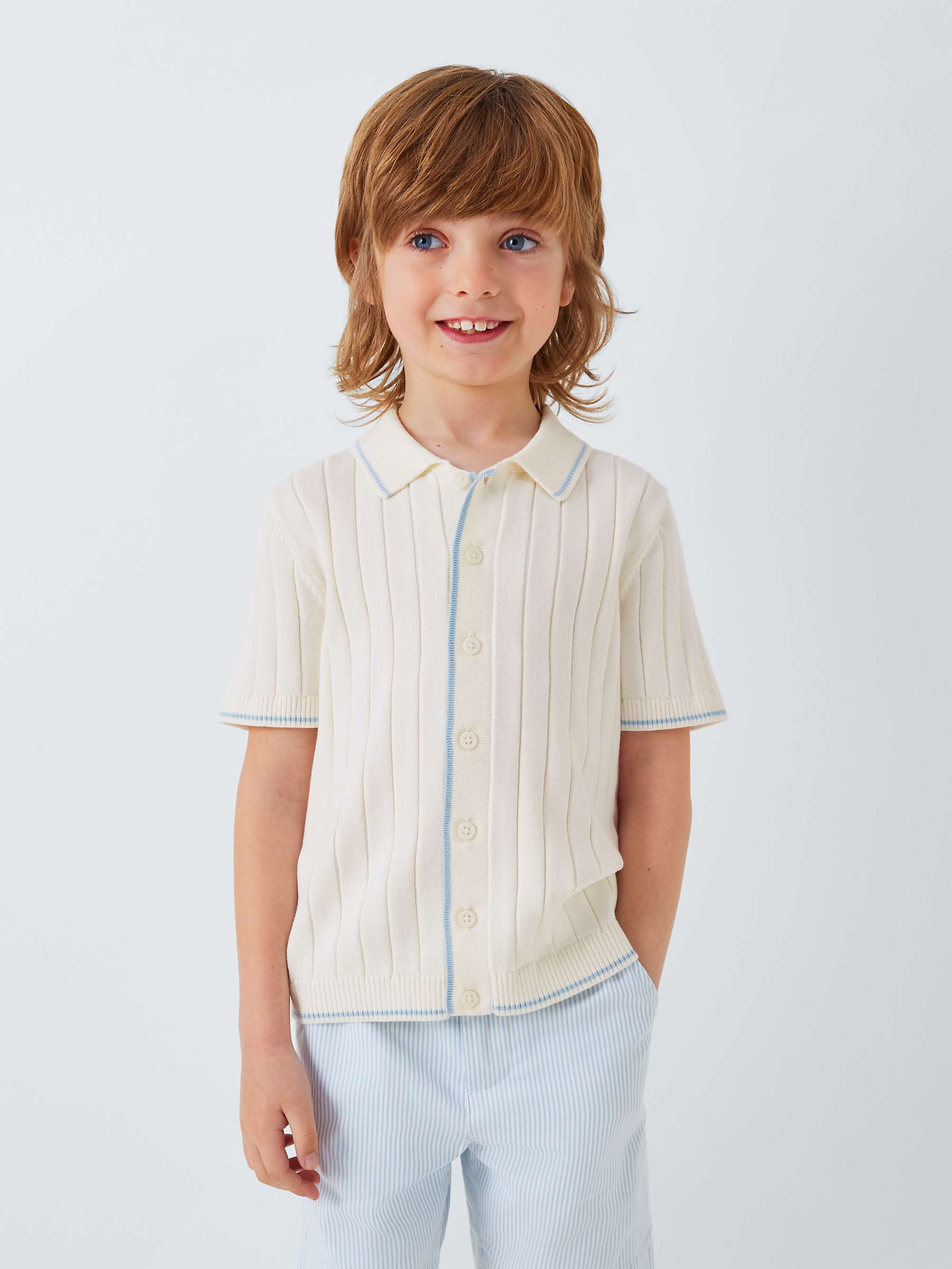 Buy John Lewis Heirloom Collection Kids' Knitted Polo Shirt, Cream Online at johnlewis.com