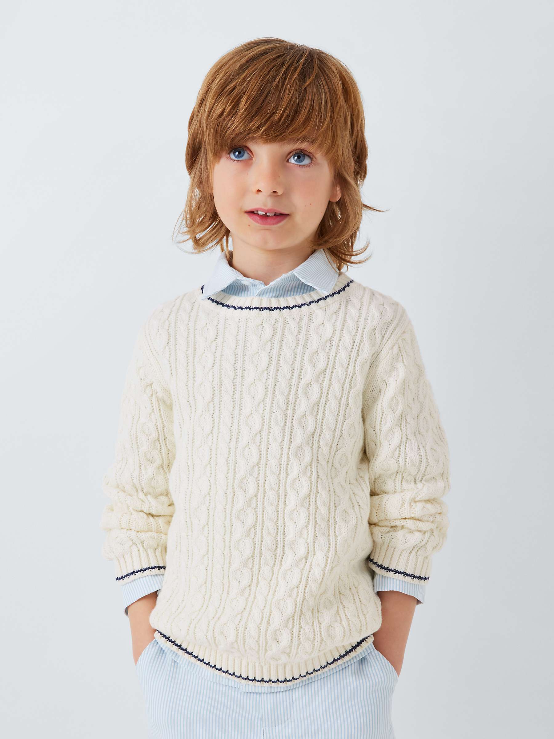 Buy John Lewis Heirloom Collection Kids' Cashmere Blend Cable Knit Jumper, Cream Online at johnlewis.com